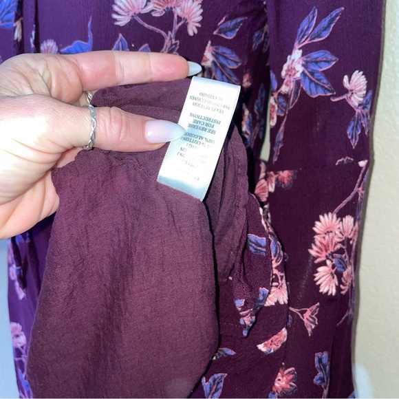 en creme dress fit & flare long sleeve skater style maroon wine burgundy SZ SM - Picture 6 of 11